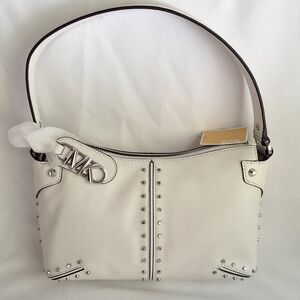 Michael Kors Cream Shoulder Bag with Silver Accents